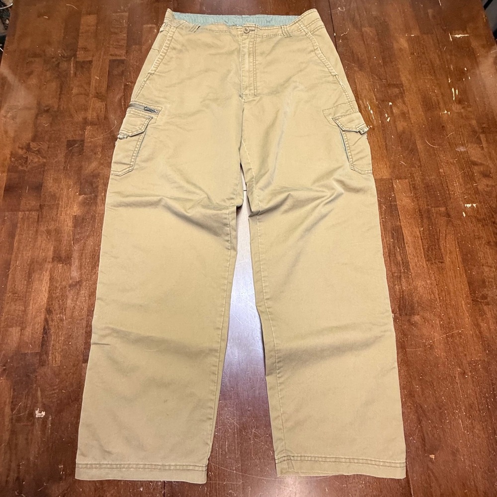 REI Cargo Hiking Pant Relaxed Men Tall 34x34 Khaki Organic Blend Utility Camping